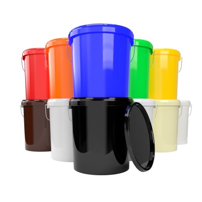 Colored Buckets with Lids