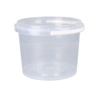 Bucket with plastic handle, PP, round, 1.5 liters, food-safe transparent