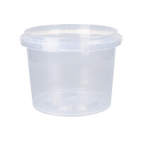 Bucket with plastic handle, PP, round, 1.5 liters, food-safe transparent