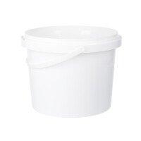 Bucket with plastic handle, PP, square, 1.5 liters, food-safe  White