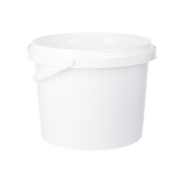 Bucket with plastic handle, PP, square, 1.5 liters, food-safe  White