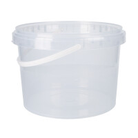 Bucket with plastic handle, PP, round, 3 liters, food-safe Transparent