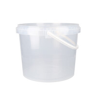 Bucket with plastic handle, PP, round, 5,5 liters food safe Transparent