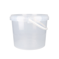Bucket with plastic handle, PP, round, 5,5 liters food safe Transparent