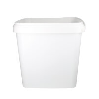 Bucket with plastic handle, PP, square, 8.8 liters, food-safe White