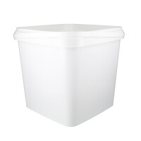 Bucket with plastic handle, PP, square, 8.8 liters, food-safe White