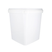 Bucket with plastic handle, PP, square, 10.8 liters, food-safe White