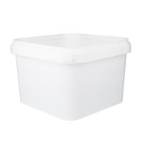 Bucket with plastic handle, PP, square, 3.5 liters, food-safe White