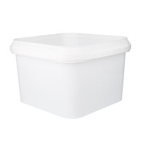 Bucket with plastic handle, PP, square, 3.5 liters, food-safe White