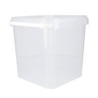 Bucket with plastic handle, PP, square, 5.4 liters, food-safe Transparent