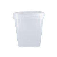 Plastic bucket with lid, PP, square, 10. 8 liters, food safe Transparent