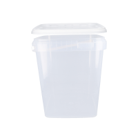 Plastic bucket with lid, PP, square, 10. 8 liters, food safe Transparent