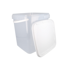 Plastic bucket with lid, PP, square, 10. 8 liters, food safe Transparent