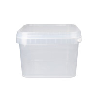 Plastic bucket with lid, PP, square, 3.5 liters, food-safe Transparent