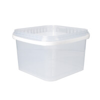 Plastic bucket with lid, PP, square, 3.5 liters, food-safe Transparent