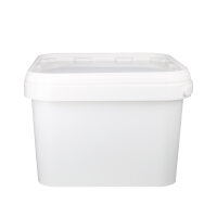 Plastic bucket with lid, PP, square, 3.5 liters, food-safe White