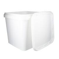 Plastic bucket with lid, PP, square, 8.8 liters, food-safe White