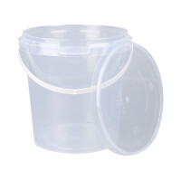 Plastic bucket with lid, PP, round, 0.98 liters, food...