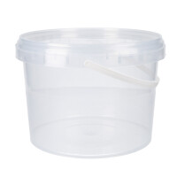 Plastic bucket with lid, PP, round, 2 liters, food safe Transparent