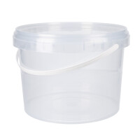 Plastic bucket with lid, PP, round, 2 liters, food safe Transparent