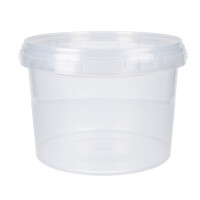 Plastic bucket with lid, PP, round, 2 liters, food safe Transparent