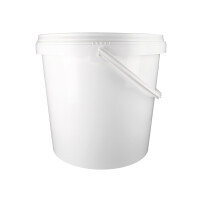 Plastic bucket with lid, ergonomic handle, PP, round, 20 liters, food-safe White