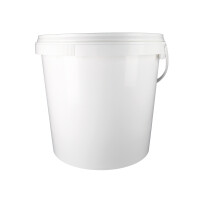 Plastic bucket with lid, ergonomic handle, PP, round, 20 liters, food-safe White