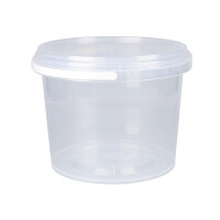 Plastic bucket with lid, PP, round, 1.5 liters, food safe Transparent