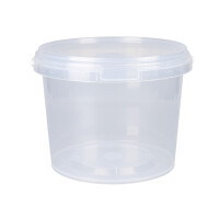 Plastic bucket with lid, PP, round, 1.5 liters, food safe Transparent