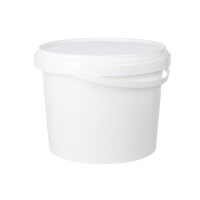 Plastic bucket with lid, PP, round, 1.5 liters, food safe White