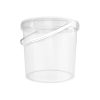 Bucket with ergonomic handle, PP, round, 10 liters, food-safe Transparent