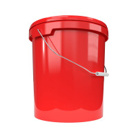 Bucket with metal handle, PP, round, 15.9 liters, food-safe, Red