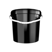 Bucket with ergonomic handle, PP, round, 10 liters, food-safe Black