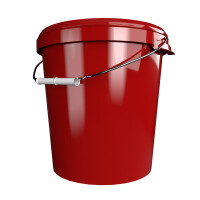 Bucket with metal handle, PP, round, 31.5 liters, food-safe red